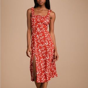 Lulu’s garden date red orange floral sundress - medium